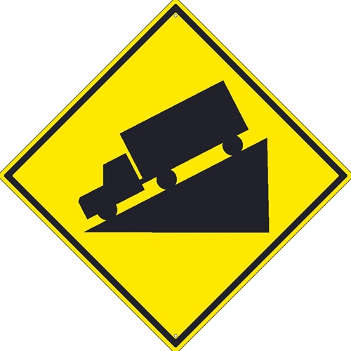 Steep Decline (Truck Graphic) Sign (TM256K)