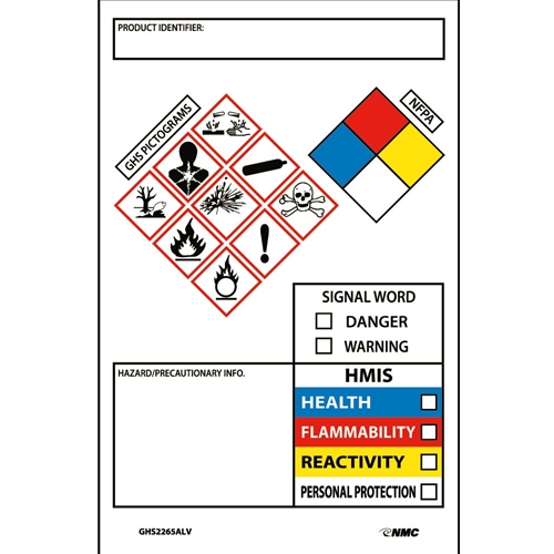 Ghs Secondary Container Labels (GHS2265ALV)