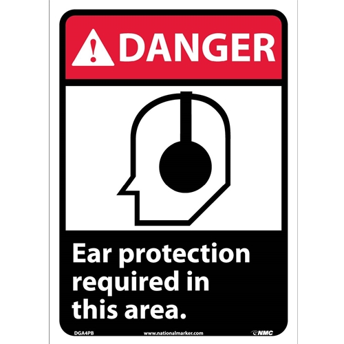 Danger Ear Protection Required In This Area Sign Dga4pb