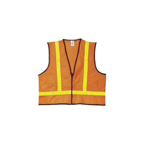 MCR (VA221R) Class 2 Orange Polyester Safety Vest w/1-3/8" White Striping