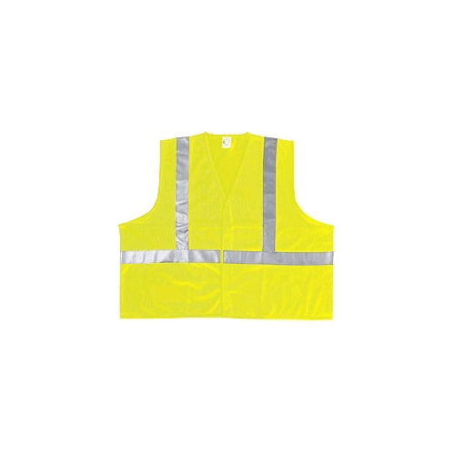 MCR (VA320R) Class 2 Lime Polyester Safety Vest w/2" Silver Reflective Stripes