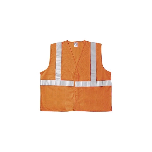 MCR (VA321R) Class 2 Orange Polyester Safety Vest w/2" Silver Reflective Stripes