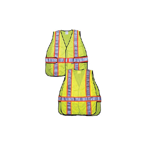 MCR (WCCL2LA) Class 2 Safety Vest, Polyester Mesh w/3" Orange/Silver Reflective Stripes