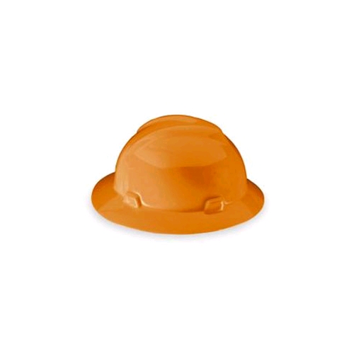 MSA 10021292 V-Gard Full Brim Hard Hat, Fas-Trac, Hi-Viz Orange