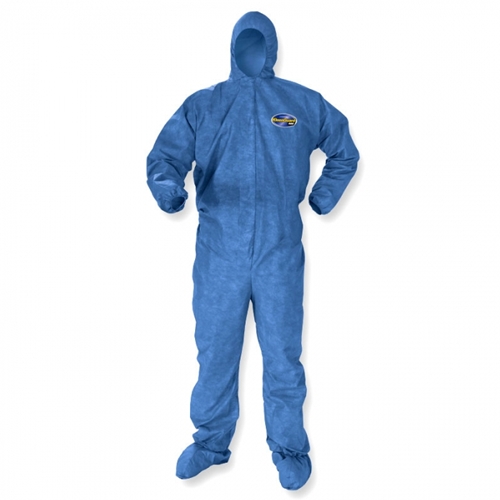 KleenGuard A60 Coveralls, Zipper Front, Storm Flap, Elastic Back, Wrists, Ankles, Hood & Boots