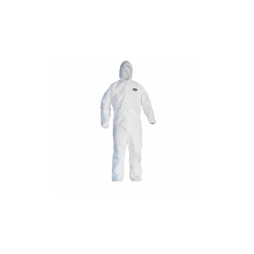 KleenGuard A80 Coveralls, Zipper Front, Storm Flap, Elastic Wrists, Ankles & Hood