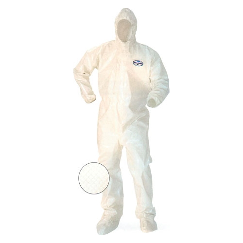 KleenGuard A80 Coveralls, Zipper Front, Storm Flap, Elastic Wrists, Ankles, Hood & Boots