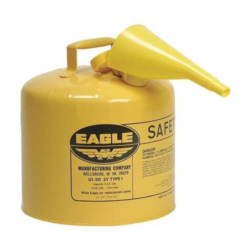 Eagle Type I Safety Can, 5 Gal. Yellow with F-15 Funnel, UI-50-FSY