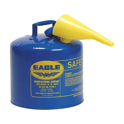 Eagle Type I Safety Can, 5 Gal. Blue with F-15 Funnel, UI-50-FSB