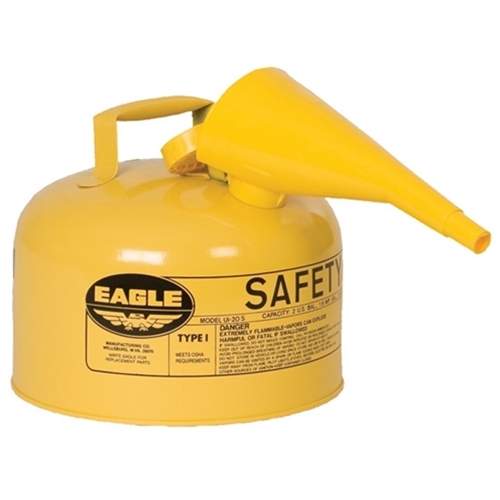 Eagle Type I Safety Can, 2.5 Gal. Yellow with F-15 Funnel, UI-25-FSY