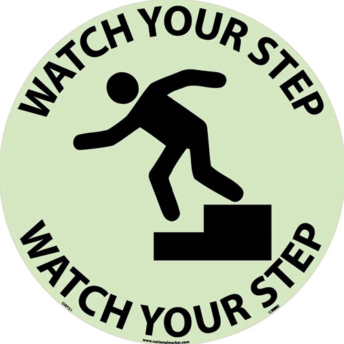 Watch Your Step Glow Walk On Floor Sign (GWFS1)