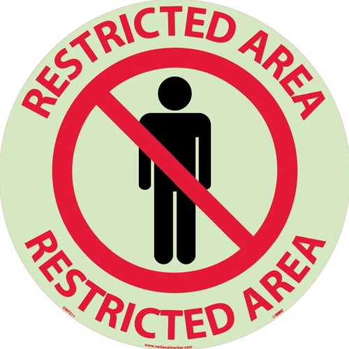 Restricted Area Glow Walk On Floor Sign (GWFS11)