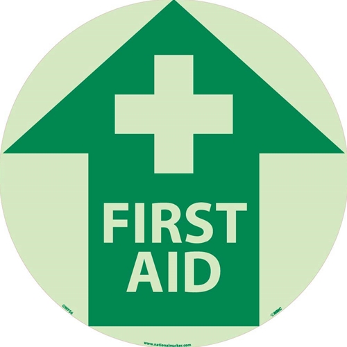 First Aid Glow Walk On Floor Sign (GWFS6)