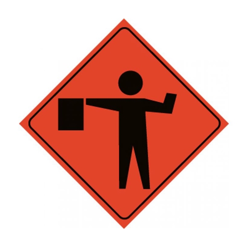 Reflective Roll-Up Flagger Ahead Sign (RUR13)