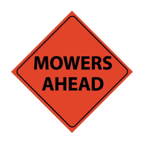 Reflective Roll-Up Mowers Ahead Sign (RUR5)