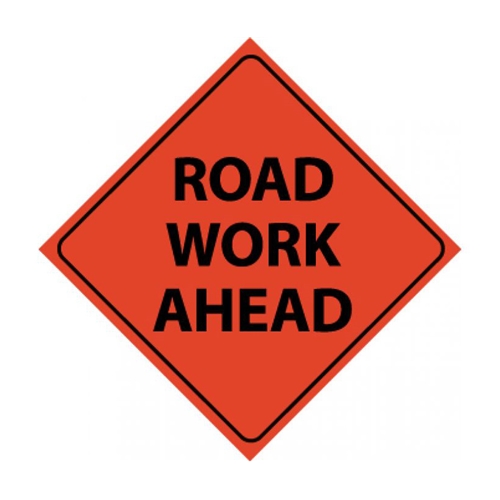 Reflective Roll-Up Road Work Ahead Sign (RUR8)