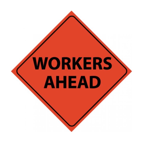 Reflective Roll-Up Workers Ahead Sign (RUR9)