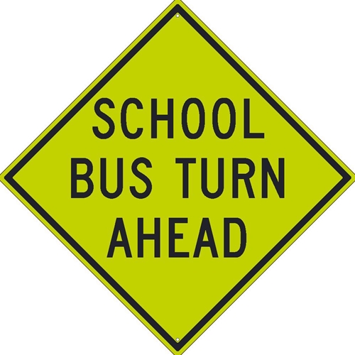 School Bus Turn Ahead Sign (TM170DG)