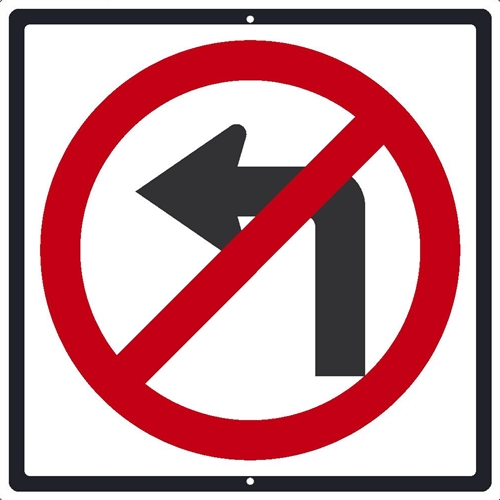 No Left Turn Graphic Traffic Sign (TM202K)