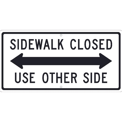 Sidewalk Closed Use Other Side With Double Arrow Sign (TM512K)