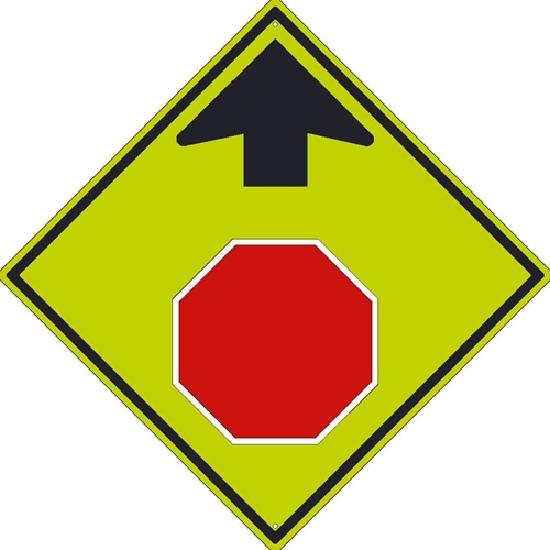 Stop Ahead Symbol With Arrow Sign (TM609DG)