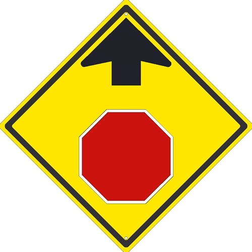 Stop Ahead Symbol With Arrow Sign (TM609K)