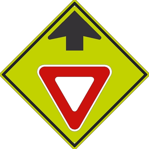 Yield Ahead Symbol With Arrow Sign (TM611DG)