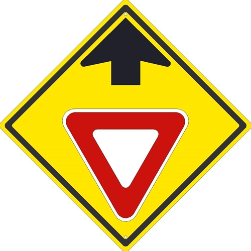 Yield Ahead Symbol With Arrow Sign (TM611K)