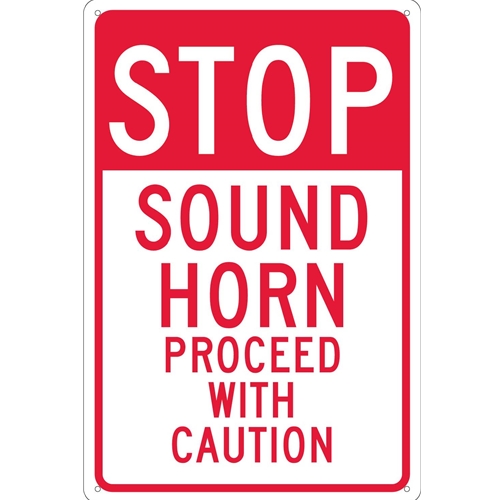 Stop Sound Horn Proceed With Caution Sign (TM70G)