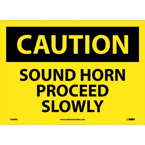 Caution Sound Horn Proceed Slowly Sign (C608PB)