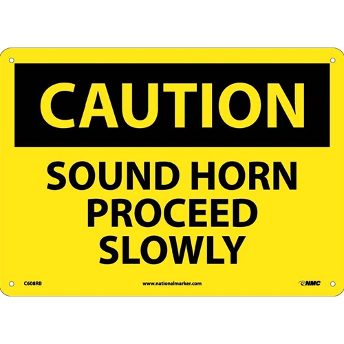 Caution Sound Horn Proceed Slowly Sign (C608RB)