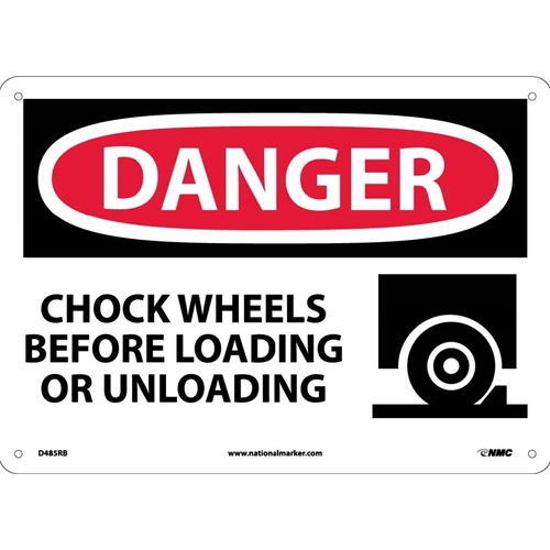 Danger Chock Wheels Before Loading Sign (D485RB)
