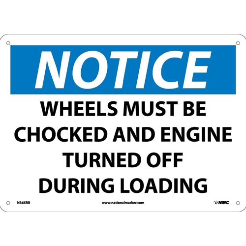 Notice Wheels Must Be Chocked Sign (N365RB)