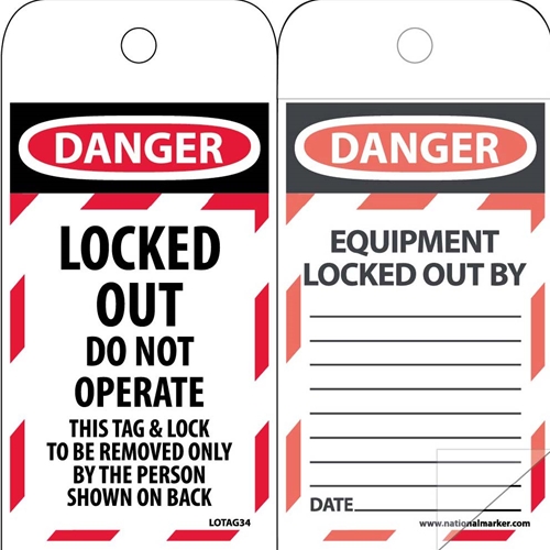 Danger Locked Out Do Not Operate Tag (LOTAG34SL150)