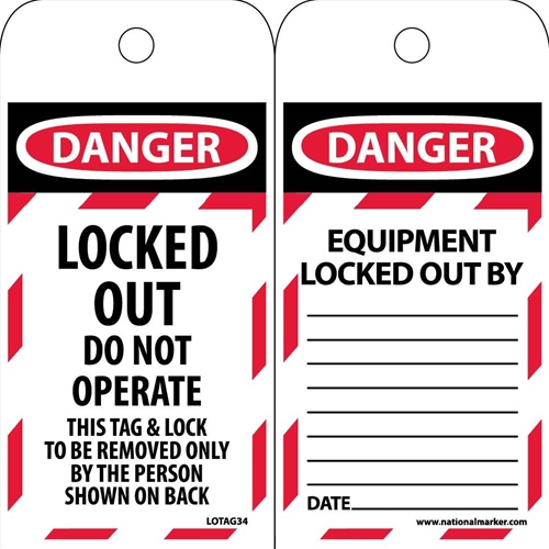 Danger Locked Out Do Not Operate Tag (LOTAG34ST100)