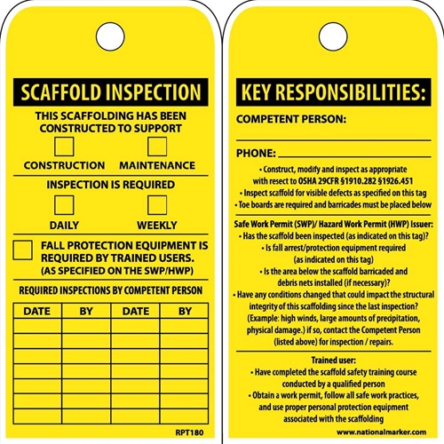 Scaffold Inspection Tag (RPT180ST250)
