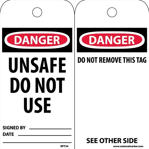 Danger Unsafe Do Not Use Tag (RPT34ST250)