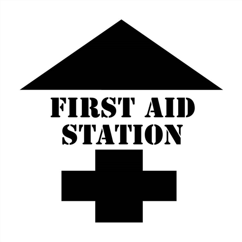 First Aid Station With Arrow Plant Marking Stencil (PMS206)