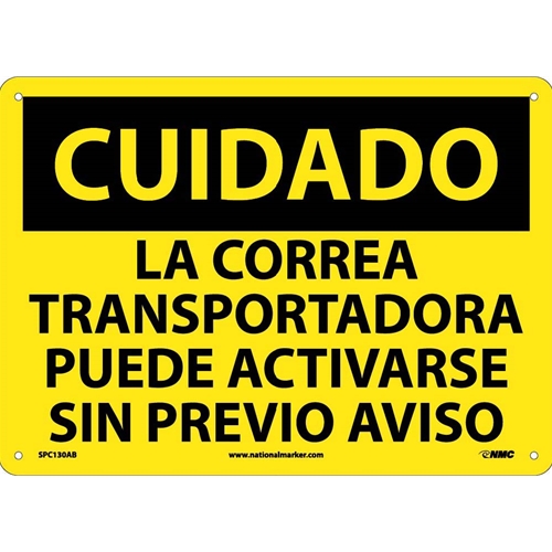 Caution Equipment Safety Sign - Spanish (SPC130AB)