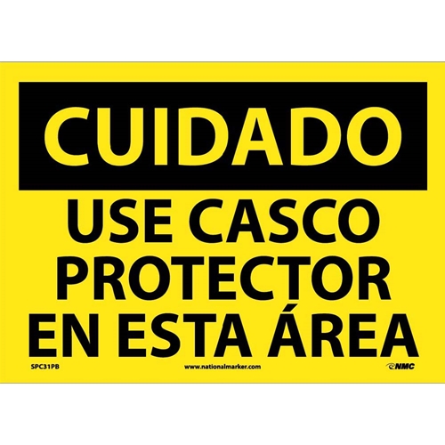 Caution Hard Hat Area Sign - Spanish (SPC31PB)