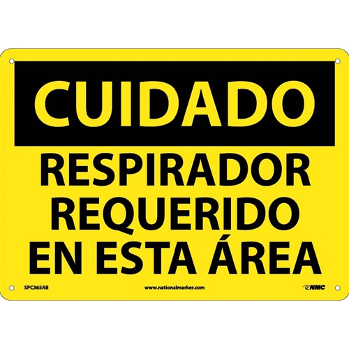 Caution Respirator Required Sign - Spanish (SPC365AB)