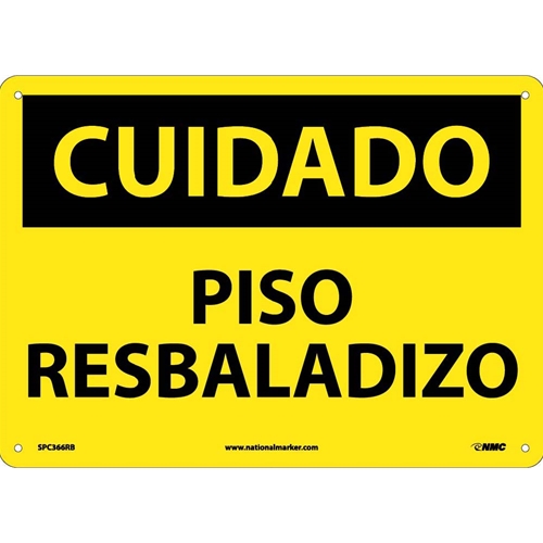 Caution Slippery Floor Sign - Spanish (SPC366RB)