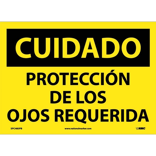 Caution Eye Protection Required Sign - Spanish (SPC485PB)