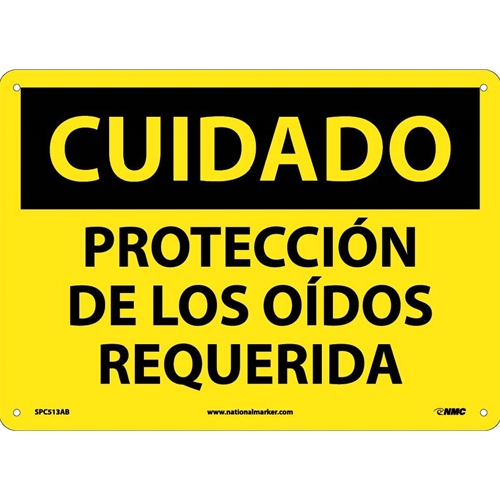 Caution Eye Protection Required Sign - Spanish (SPC513AB)