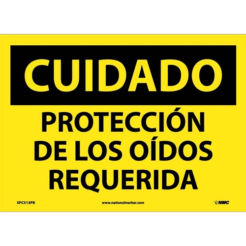 Caution Eye Protection Required Sign - Spanish (SPC513PB)
