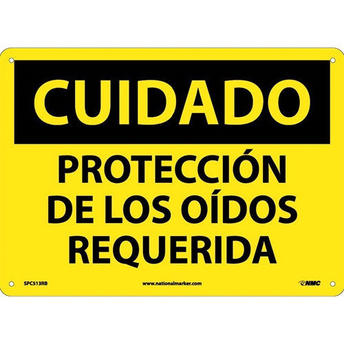 Caution Eye Protection Required Sign - Spanish (SPC513RB)