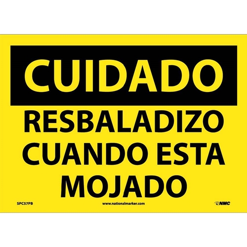 Caution Slippery When Wet Sign - Spanish (SPC57PB)