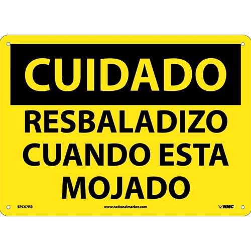 Caution Slippery When Wet Sign - Spanish (SPC57RB)