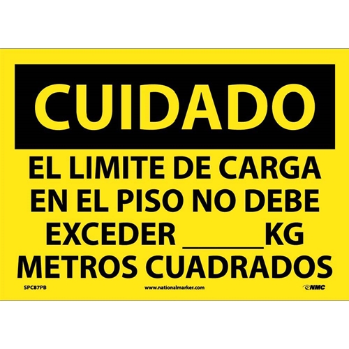 Caution Floor Load Limit Sign - Spanish (SPC87PB)