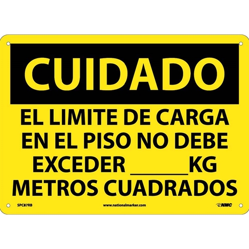 Caution Floor Load Limit Sign - Spanish (SPC87RB)